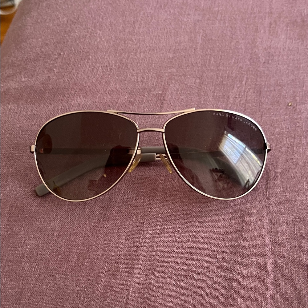 Marc by Marc Jacobs Rose Gold Frame Aviator Sunglasses with Brown Lenses